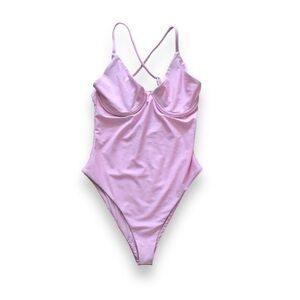 Oceanus Light Pink One Piece Swimsuit Underwire High Cut NWOT Size Small